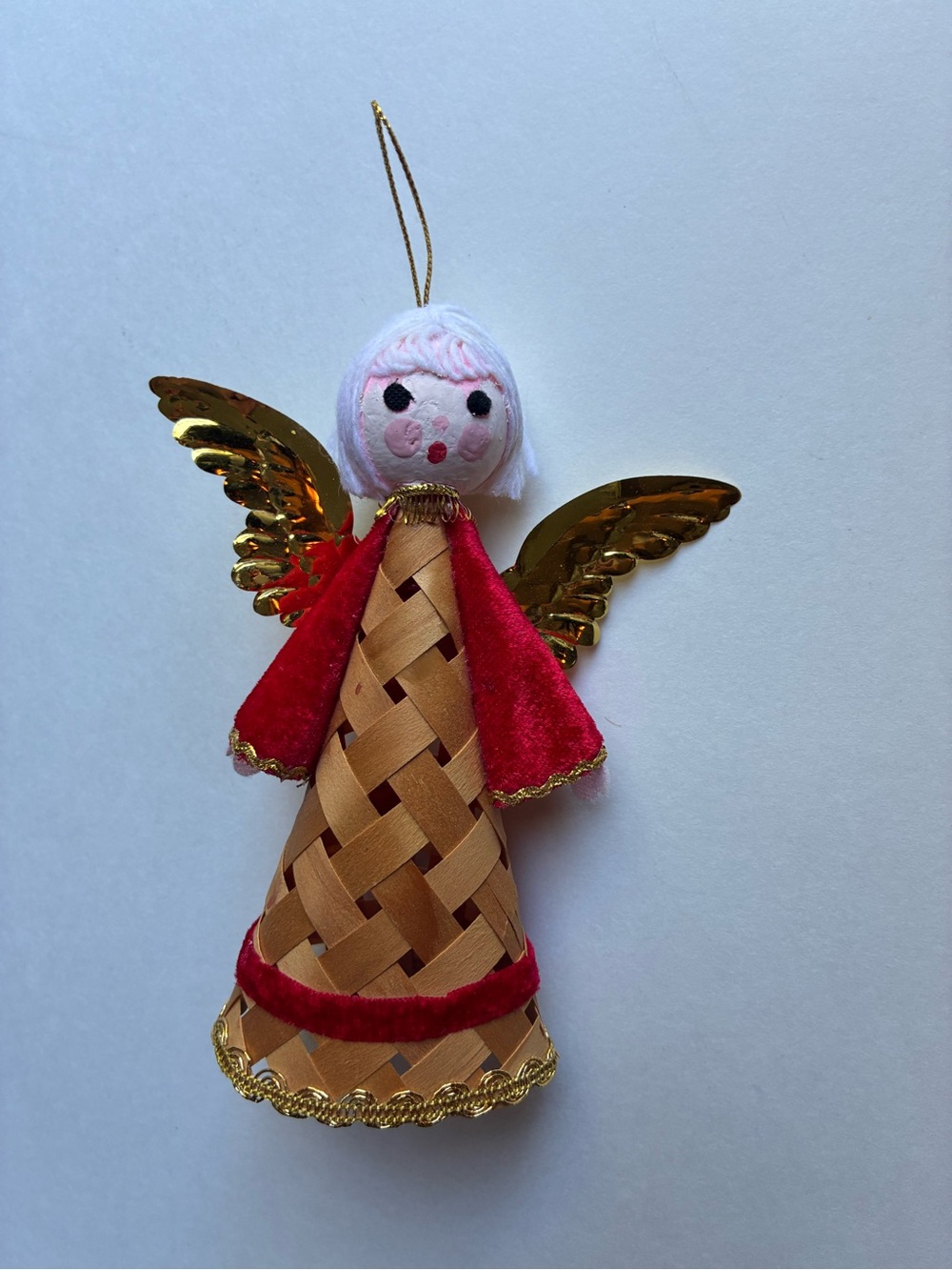 Vintage Handmade Rattan Angel Ornament